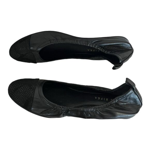 Judith Ripka | Black Leather Slip on Alberta Flats 7.5 - Picture 2 of 7